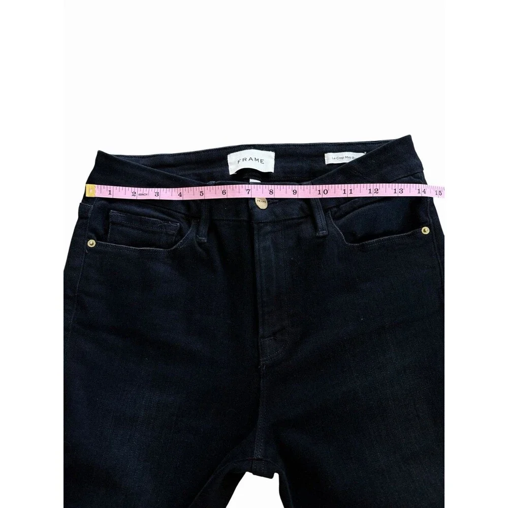 Frame Le Crop Mini Boot Jeans Women 28 Black High Rise Denim Cropped Flare 70s